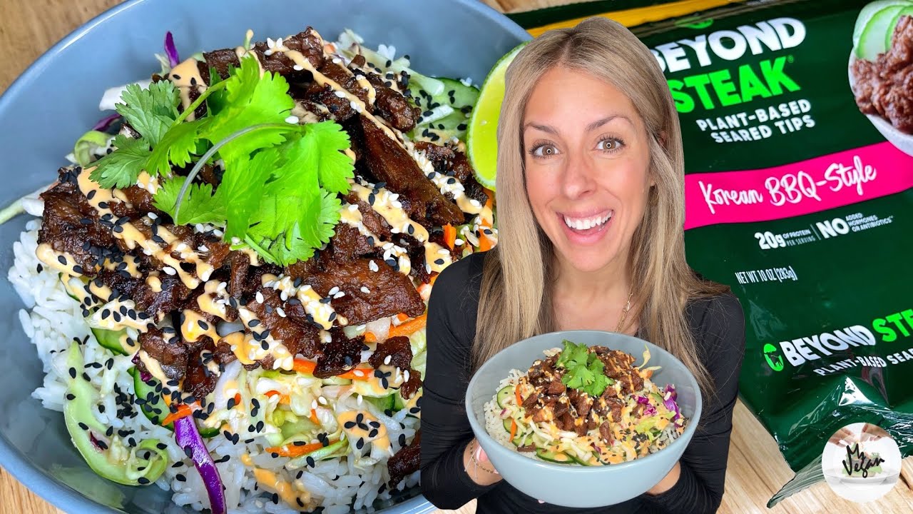 Korean BBQ Steak Bowl Using Beyond Meat Steak，圖源：Yotube