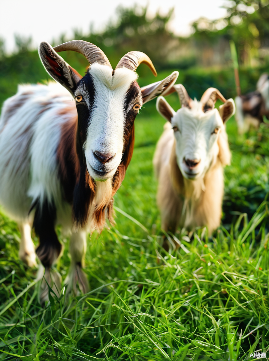 山羊吃草，图源：AI绘画