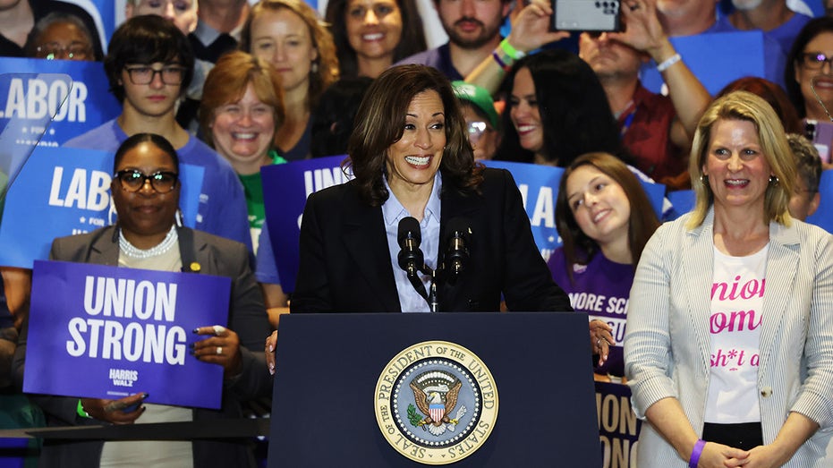Democrat presidential nominee Vice President Harris speaks during a campaign event on Sept. 2, 2024, in Pittsburgh. (Michael M. Santiago/Getty Images)