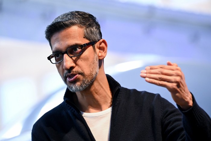 Sundar Pichai speaking at the Bloomberg Tech conference.