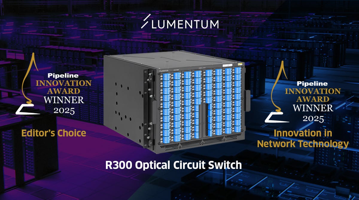 Lumentum is proud to win 2025 Pipeline Innovation Awards in two categories!  These recognize #Lumentum as a company that best embodies innovation and  highlight network advancements demonstrated by our R300 Optical Circuit