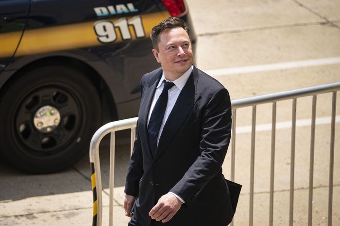 Tesla CEO Elon Musk, outside the courthouse in Wilmington, Del., in 2021, during a trial stemming from Tesla’s acquisition of solar-power provider SolarCity.