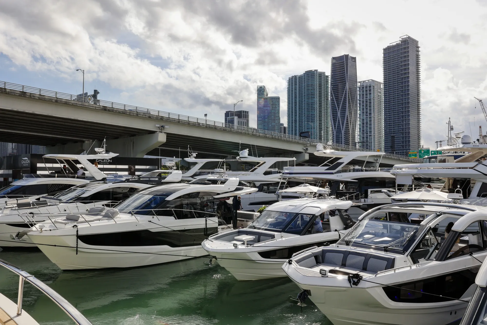 Yachts during the Discover Boating Miami International Boat Show.