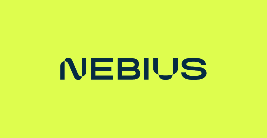 A logo with the word "NEBIUS" in bold, dark blue, sans-serif font on a bright yellow background.