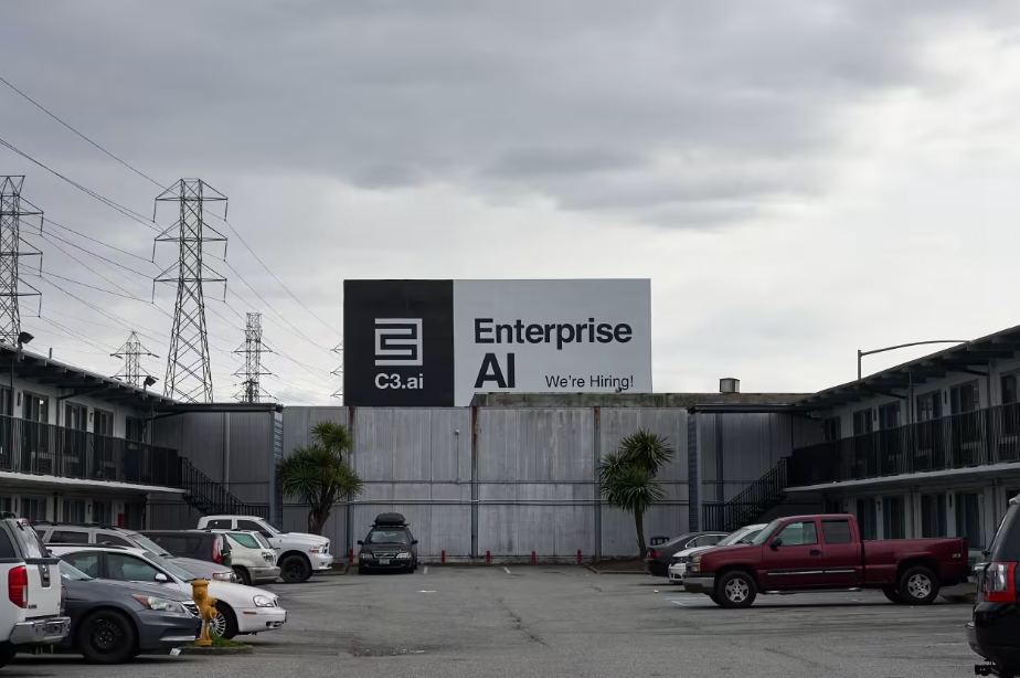 A C3.ai billboard is seen in South San Francisco, California.