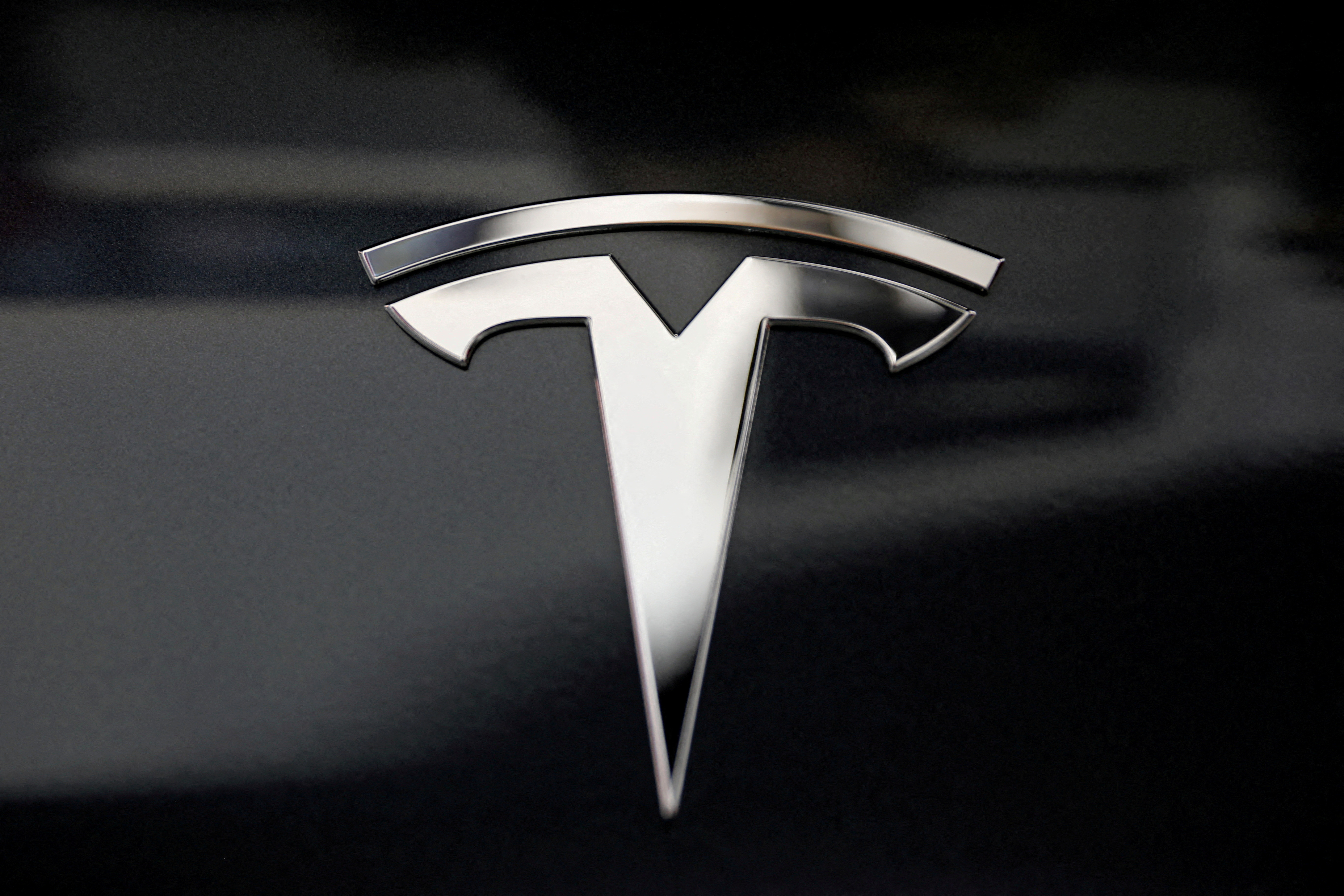 A Tesla logo is seen in Los Angeles, California U.S. January 12, 2018. REUTERS/Lucy Nicholson/File Photo Purchase Licensing Rights