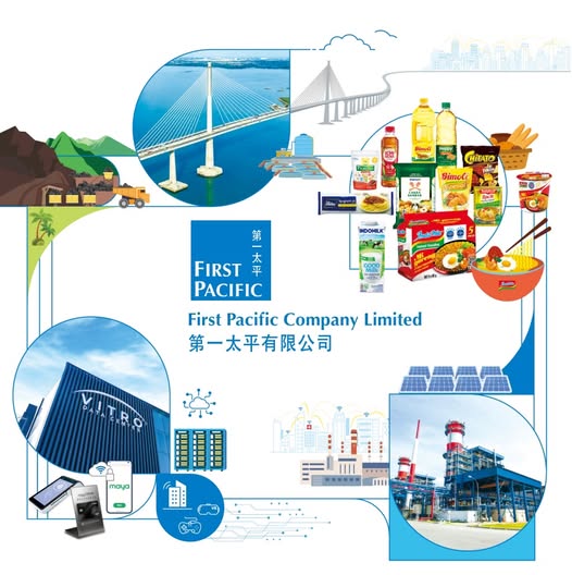 可能是包含下列内容的图片：地图和上面的文字是“Hepy HITATO ನ se Simoli 第 Fa INDOMILK 太 FIRST 平 PACIFIC First Pacific Company Limited 第一太平有限公司 MITRO maya”
