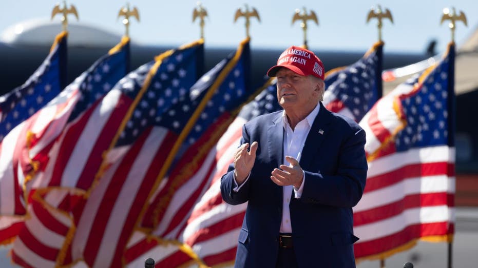 Republican presidential nominee former President Trump arrives for a campaign event at the Central Wisconsin Airport on Sept. 7, 2024, in Mosinee, Wisconsin. (Scott Olson/Getty Images)