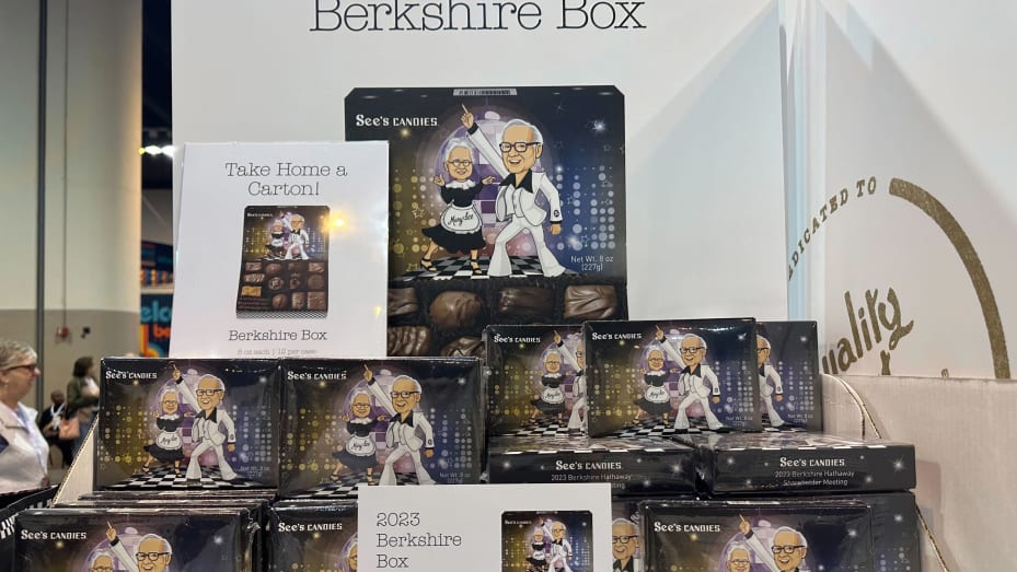 The See’s Candies display at the Berkshire Hathaway Shopping Day event, May 5, 2023.