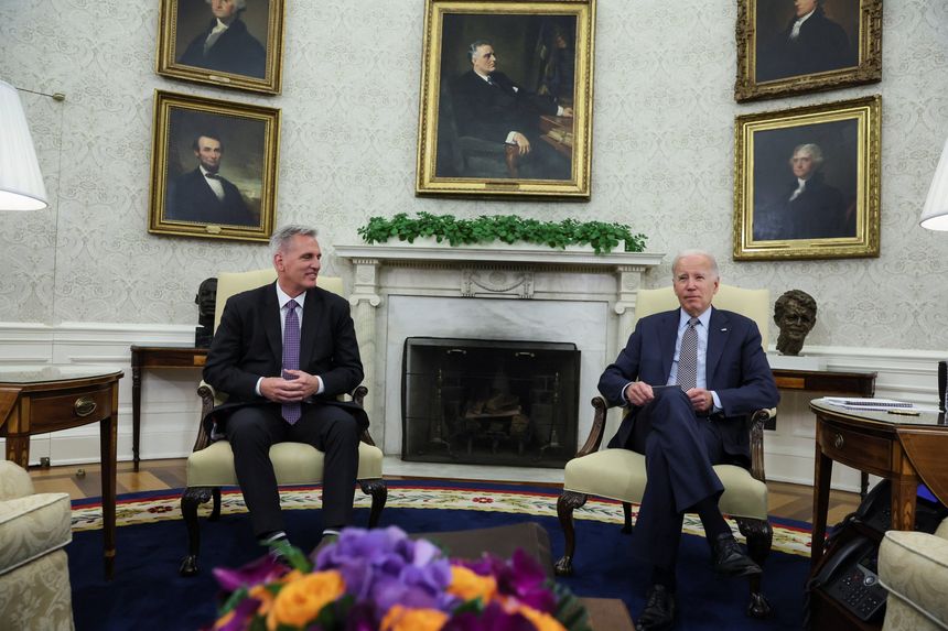U.S. President Joe Biden and U.S. House Speaker McCarthy at the White House on Monday.