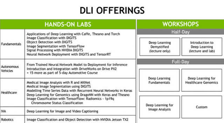 Breakdown on Some DLI Offerings (NVIDIA Website)