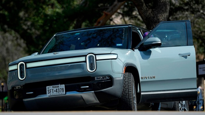 Rivian sport-utility vehicle is seen on display in Austin, Texas