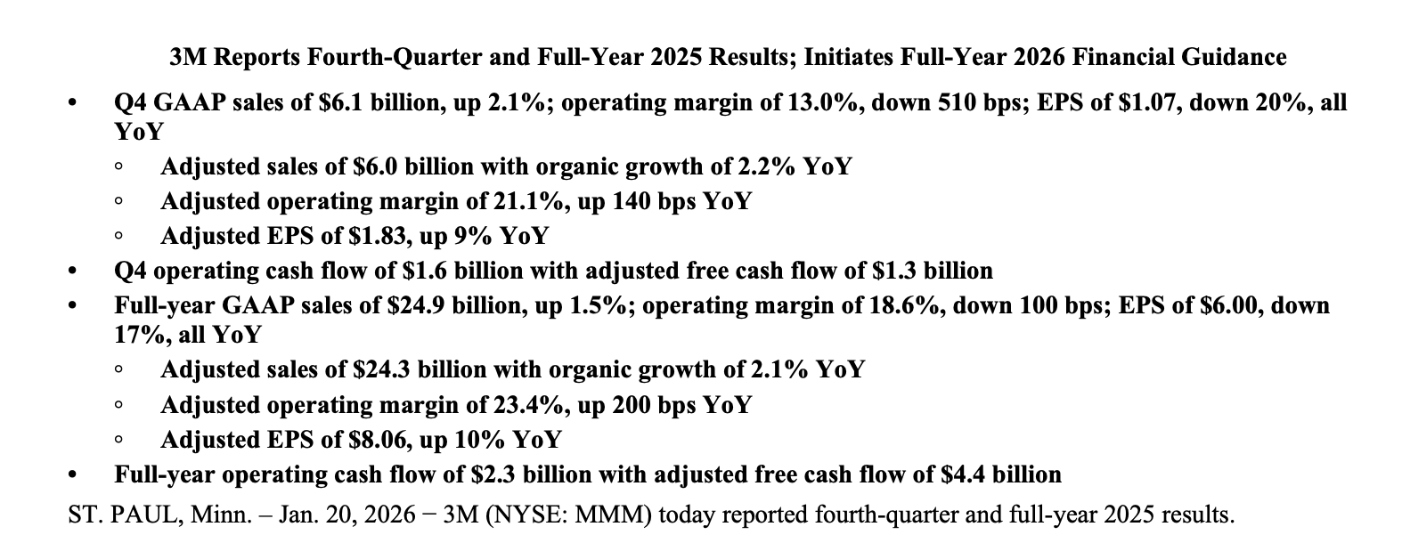 来源：3m官方财报