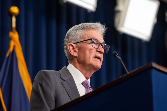 Federal Reserve Chair Jerome Powell spoke to reporters after the central bank kept rates steady in July. Photo: jim lo scalzo/Shutterstock