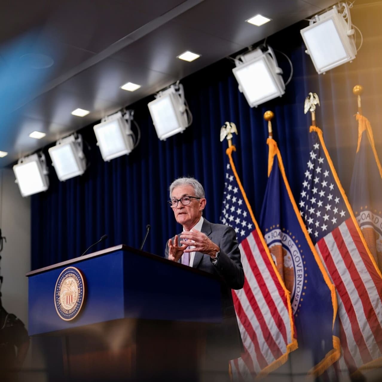 Jerome Powell, chair of the Federal Reserve, at a news conference in July.