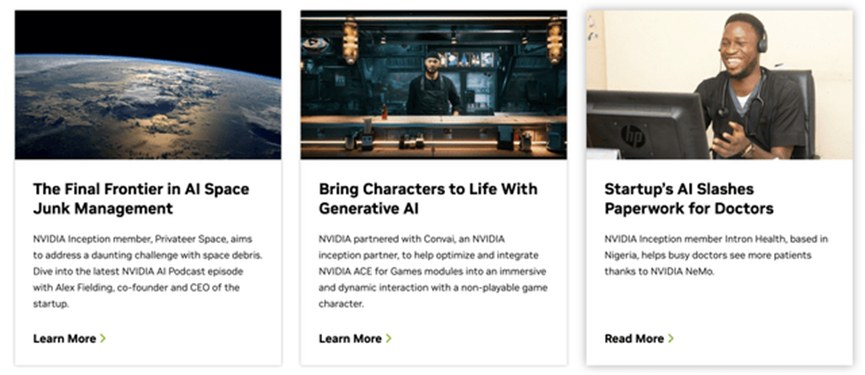 NVIDIA Inception Program Success Stories (NVIDIA Investor Presentation)