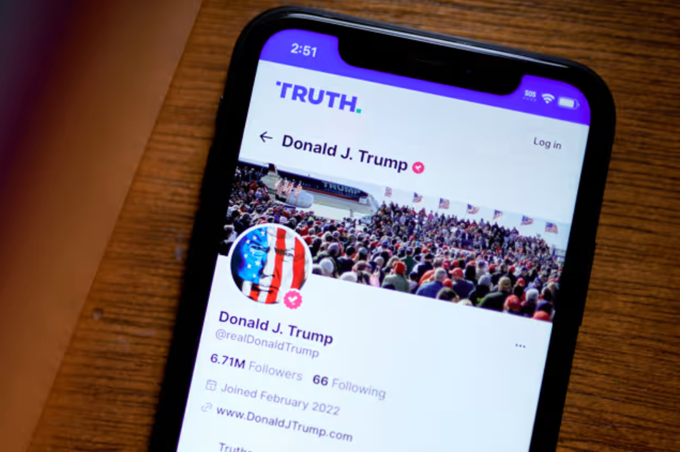 The Truth Social website on a smartphone.
